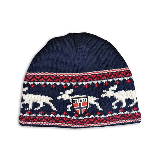 Blue Knit Moose Beanie