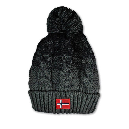Green and Black Cable-Knit Beanie