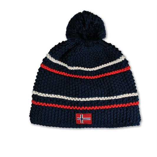 Blue Seed-Stitch Knit Beanie