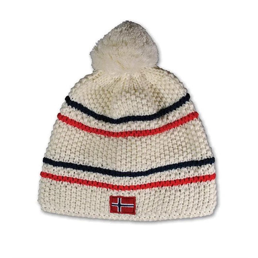 White Seed-Stitch Knit Beanie