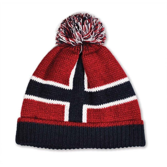 Dark All-Over Norwegian Flag Pom-Pom Beanie