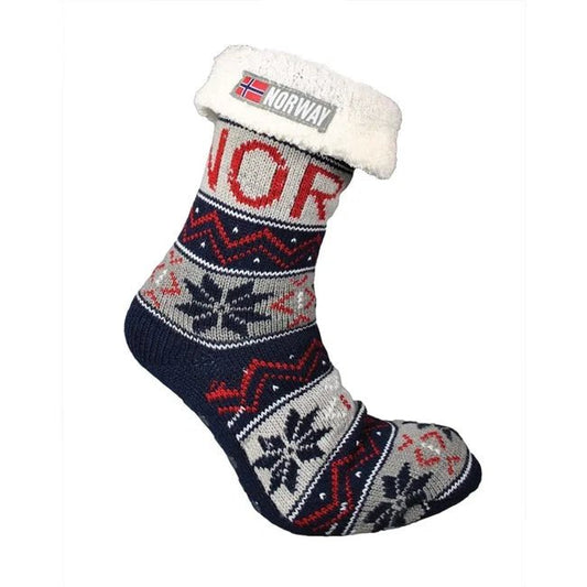 Navy Knit Socks with White Lining, Size 6–9