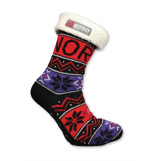 Red Knit Socks with White Lining, Size 6–9