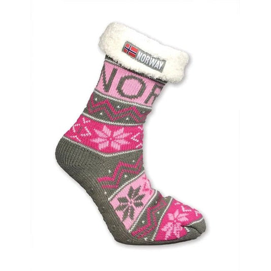 Pink Knit Socks with White Lining, Size 6–9