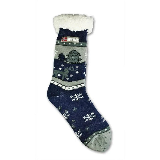 Thick Blue Teddy-Lined Socks, Size 8.5–12.5