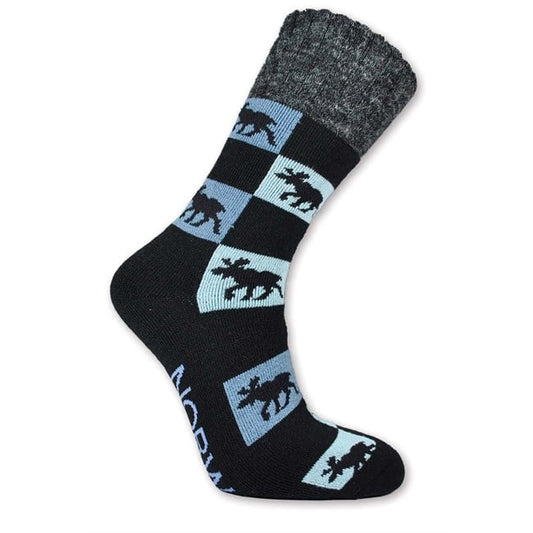 Thick Rib-Top Moose-Pattern Socks, Size 8.5–12