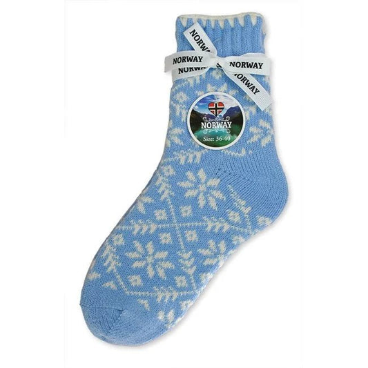 Thick Light Blue Snowflake Socks
