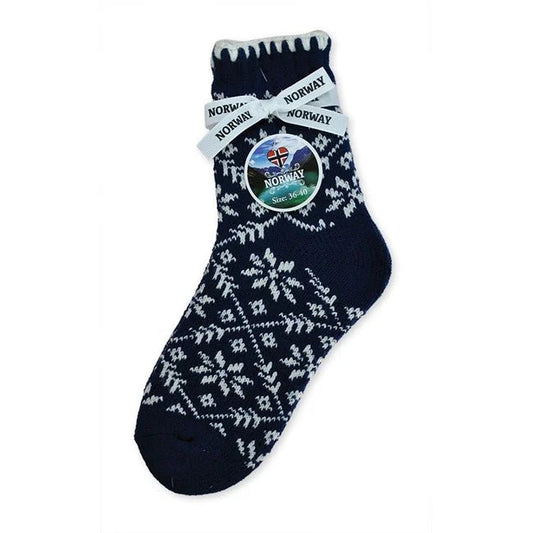 Thick Dark Blue Snowflake Socks