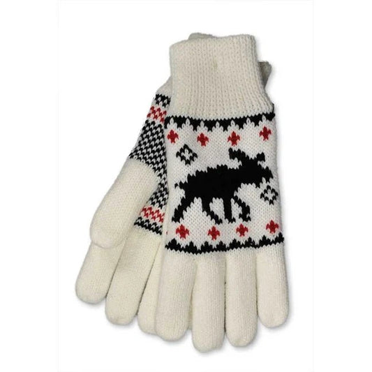 White Knit Moose Mittens