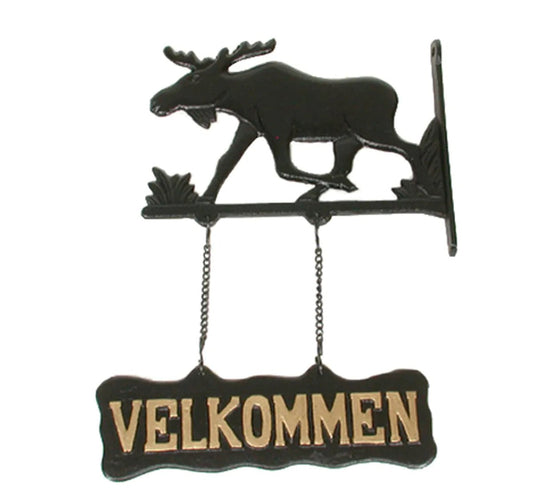 Hanging Cast Iron Moose Welcome Sign