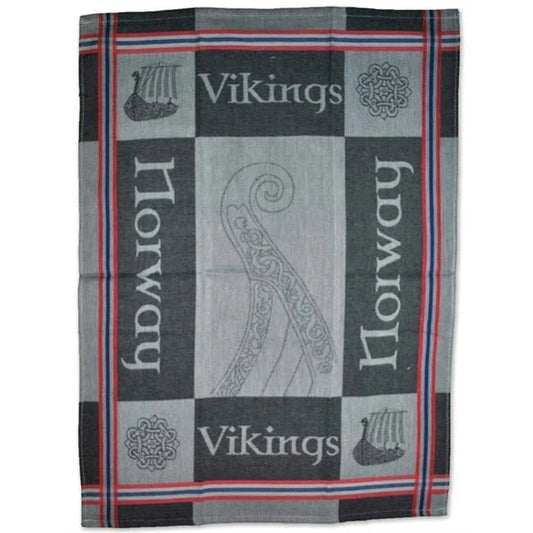 Woven Kitchen Towel with Viking Design