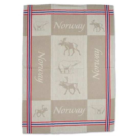 Woven Kitchen Towel with Moose, Reindeer, and Polar Bear