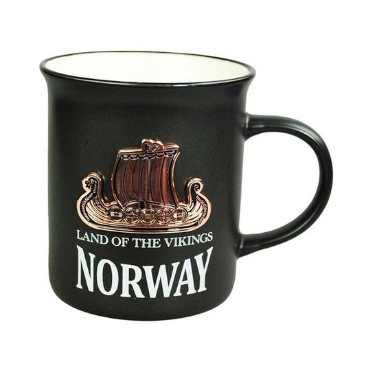 Black and Copper Viking Ship Mug