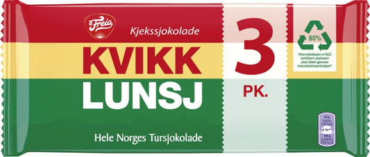 Kvikk Lunsj Chocolate Wafer 3 × 47 g – Freia