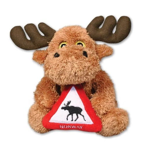 Plush Moose with Moose Crossing Sign, Medium