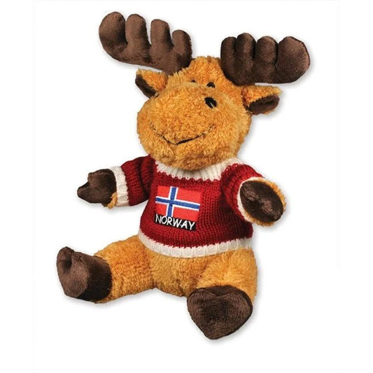 Plush Moose with Red Knit Sweater, Large