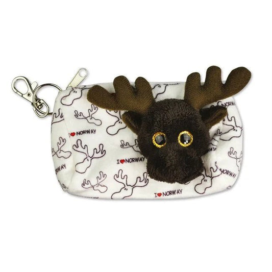 White Patterned Moose Plush Wallet